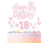 mciskin Happy 18th Birthday Candles Cake Toppers Set, número 18 velas para pastel, velas de fiesta de cumpleaños, velas de pastel de cumpleaños rosa claro, decoración de cupcakes con forma de corazón