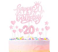 mciskin Happy 20th Birthday Candles Cake Toppers Set, número 20 velas para pastel, velas de fiesta de cumpleaños, velas de pastel de cumpleaños rosa claro, decoración de cupcakes con forma de corazón