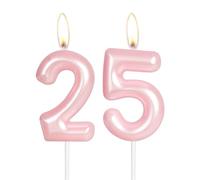 mciskin Hot Pink Number 25 velas decoraciones de cumpleaños rosas, sin olor, elegantes, no tóxicas, sin humo, sin goteo, a base de plantas, para uso en interiores, ideales para cumpleaños, bodas