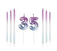 mciskin Juego de velas con número de feliz 35 cumpleaños, coloridas 35 velas con velas largas de color morado y azul para pastel, velas para pastel de cumpleaños, decoración para niños, niñas, hombres