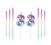 mciskin Juego de velas con números de feliz 33 cumpleaños, coloridas velas de 33 velas largas moradas y azules para pasteles, velas de pastel de cumpleaños para niños, niñas, hombres, mujeres