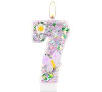 mciskin Vela de mariposa de 7º cumpleaños, número 7, bengala, decoración para tartas, decoración de fiesta de cumpleaños para niñas y niños