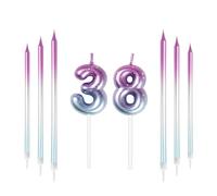 mciskin Velas coloridas con números, velas para tartas de cumpleaños, decoraciones de boda, velas de fiesta, velas de cumpleaños para niños de 38 años, velas de cumpleaños número 38 para fiesta de