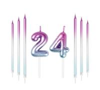mciskin Velas coloridas con números, velas para tartas de cumpleaños, decoraciones de boda, velas de fiesta, velas de cumpleaños para niños de 24 años, velas de cumpleaños número 24 para fiesta de