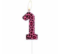 mciskin Velas con Números de Leopardo Rosa, Decoraciones de Cumpleaños de Leopardo, Velas de Guepardo Rosa Número 1 para Pastel, Decoraciones de Primer Cumpleaños para Niñas, Tema de Guepardo para