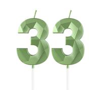 mciskin Velas de 33 cumpleaños color verde salvia, decoraciones de cumpleaños 33 para mujeres y hombres, vela 3D número 33 para pastel, decoración de pastel de vela verde salvia para decoración de