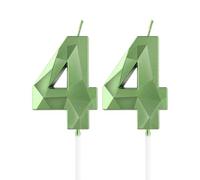 mciskin Velas de 44 cumpleaños color verde salvia, decoraciones de cumpleaños 44 para mujeres y hombres, vela 3D número 44 para pastel, decoración de pastel de vela verde salvia para decoración de