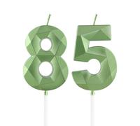 mciskin Velas de 85 cumpleaños color verde salvia, decoraciones de cumpleaños 85 para mujeres y hombres, vela 3D número 85 para pastel, decoración de pastel de vela verde salvia para decoración de