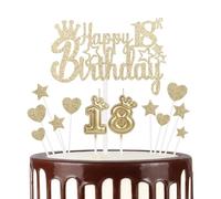 mciskin Velas de feliz cumpleaños número 18, vela de corona número 18 para pasteles, decoración de cumpleaños de 18 años, decoración de pastel para mujeres, fiesta de cumpleaños, aniversario de boda