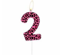 Mciskin Velas leopardas rosas, decoraciones cumpleaños guepardo, vela número 2 para pastel, temas guepardo niñas