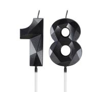 mciskin Velas negras de 18 cumpleaños, decoraciones de 18 cumpleaños para niñas y niños, vela 3D número 18 para pastel, decoración de pastel de vela negra para decoración de fiesta de cumpleaños