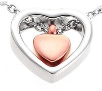 MCJKP Colgante para Cenizas Personalizado Acero Inoxidable Plata Collar Conmemorativo Doble Corazón con Plata y Oro Rosa Urnas para Amor Eterno Relicario para Cenizas de Mascota y Humanas