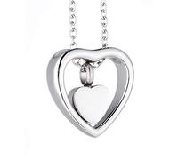 MCJKP Colgante para Cenizas Personalizado Acero Inoxidable Plata Collar Conmemorativo Doble Corazón con Plata y Oro Rosa Urnas para Amor Eterno Relicario para Cenizas de Mascota y Humanas
