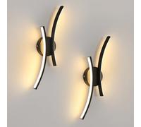Mckalen 2 Piezas Aplique de Pared LED Aluminio Blanco Cálido 3000K, 44.5CM | 20W 2250LM Lámpara de Pared Negro Diseño Moderno Lineal, LED Luz de Pared Aluminio para Dormitorio Sala de Estar Pasillo