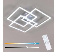 Mckalen 62CM Plafon LED Techo Regulable con Mando a Distancia 40W, Plateado | Lámparas de Techo 40W 4500LM, Moderno Luz de Techo Plateado Cuadrado 3000K-6500K para Dormitorio Cocina Comedor