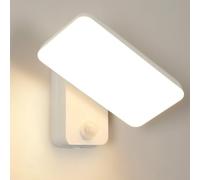 Mckalen Aplique de Pared LED Exterior, 16W 1800LM Lámpara de Pared LED con Sensor de Movimiento, Rotación 350°, Moderno Luz de Pared Blanco para Patio Jardín Garaje Entrada, Blanco Calido 3000K