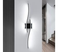 Mckalen Aplique de Pared LED Lineal Interior, 89CM Lámpara de Pared Negro Moderno 27W 3035LM, Luz LED de Pared Aluminio para Dormitorio Sala de Estar Pasillo, Luz Blanca 6500K
