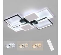 Mckalen Lámpara de Techo LED 110CM, 72W 8100LM Plafón LED Regulable con Mando a Distancia, 3000K-6000K, Geometría Diseño Luz de Techo Moderna para Dormitorio, Sala de Estudio, Comedor, Negro y Blanco