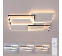 Mckalen Lámpara de Techo LED 110CM, 80W 9000LM Plafón LED Regulable con Mando a Distancia, 3000K-6000K, Geometría Diseño Luz de Techo Moderna para Dormitorio, Sala de Estudio, Comedor(Negro y Blanco)