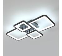 Mckalen Lámpara de Techo LED Moderna, 56W 6300LM Plafon Led Techo Cuadrada Design, Negro Lámpara de Techo para Salon Comedor Cocina Dormitorio Sala de Estudio,6500K Luz Cálida