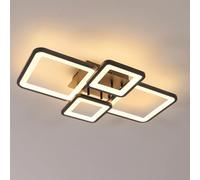 Mckalen Lámpara de Techo LED Moderna, 56W 6300LM Plafon Led Techo Cuadrada Design, Negro Lámpara de Techo para Salon Comedor Cocina Dormitorio Sala de Estudio,Luz Blanca Cálida 3000K