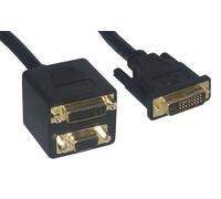 MCL Adapteur EN Cable DVI-I M / HD15 FM + DVI-I FM - Cables DVI (0,2m, DVI-I, DVI-I) Negro