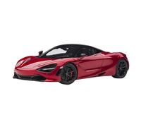 McLaren 720S Memphis Red Metallic con capota negra y detalles en carbono, escala 1/18