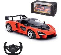 CMJ RC Cars McLaren Senna - Coche a control remoto escala 1:14 - Naranja, con puertas manuales de mariposa, luces de trabajo y suspensión completa