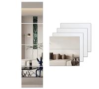 MCLEULLA Espejos adhesivos acrílicos de longitud completa para paredes, 4 piezas autoadhesivas de plexiglás seguro, inastillables, para montaje en la pared, espejo grande de cuerpo completo, para
