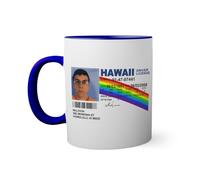 McLovin Hawaii Drivers License Fake ID Taza de color azul oscuro con mango a juego 330ml