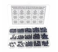 MCMASKE 540PCS Metric M2 M2.5 M3 M4 M5 Nylon Phillips Pan Head Tornillos Tuercas hexagonales Arandelas planas Kit surtido (negro)