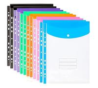 MCMILEE Paquete de 12 Carteras de PláStico con Bolsillos Perforados A4-11 Agujeros Carpeta Expandible Sobres de Bolsillo Carpetas de Archivos