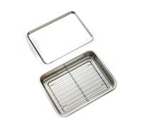 MCMUZKZS Bandeja para, Bandeja para Asar con Rejilla, Bandeja Rectangular Multifuncional para, Bandeja para Hornear para Buffet O Restaurante, tal como se describe, L