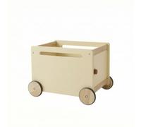 MCMUZKZS Carro de Almacenamiento Infantil Carrito Organizador Juguetero Baúl Rodante con Ruedas de Madera y Silicona Fácil de Empujar con Asa Horizontal, 51 36 12.5 Cm, 米白色