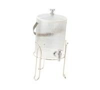 MCMUZKZS Dispensador de Bebidas Heladas, Tetera de Frutas, Jarra de Agua Fría con Soporte Y Tapa, Dispensador de Bebidas para La Cocina del Hogar, argén, Individual