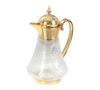 MCMUZKZS Jarra de Café Tetera Jarra de Agua Dispensador de Bebidas Vidrio Resistente Diseño Elegante Adecuado para Oficina Hogar Restaurante, Oro, Individual