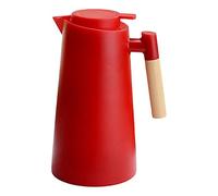 MCMUZKZS Jarra de Vacío de 1000 Ml con Mango de Madera para Café, Té Y Bebidas Frías Y Calientes. Regalo Ideal, Rojo, Individual