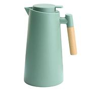 MCMUZKZS Jarra de Vacío de 1000 Ml con Mango de Madera para Café, Té Y Bebidas Frías Y Calientes. Regalo Ideal, Azul Claro, Individual
