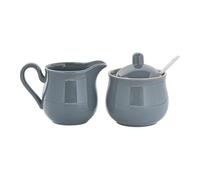 MCMUZKZS Juego de Azucarero Y Lechera de Cerámica. Azucarero con Tapa Y Cuchara. Uso Doméstico. Práctico, Resistente Y Elegante. Juego para Servir Café, Gris, Individual