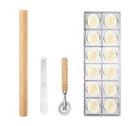 MCMUZKZS Juego de Cortadores de Ravioles Equipado con Máquina para Hacer Empanadillas, Rueda para Pasta, Rodillo Y Molde Cuadrado. Fabricado en Aleación de Alu