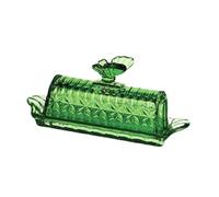 MCMUZKZS Mantequera de Cristal, Recipiente para, Utensilios de Cocina, Tapa Antipolvo, Soporte para Pasteles, Congelador, Cocina, Hotel, Verde, tal como se describe