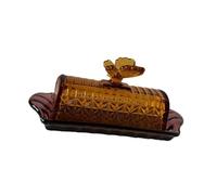 MCMUZKZS Mantequera de Cristal, Recipiente para, Utensilios de Cocina, Tapa Antipolvo, Soporte para Pasteles, Congelador, Cocina, Hotel, Cubierta Amarilla, tal como se describe