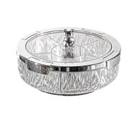 MCMUZKZS Plato para Servir Secos, Bandeja para Aperitivos, Bandeja para Snacks con Tapa, Bandeja para Secos, Bandeja de Servir Dividida para Frut, Blanco, Individual