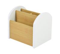 MCMUZKZS Soporte para Mando a Distancia de Mesa, Organizador de Escritorio, Clasificador de Maquillaje, Caja de Almacenamiento Rústica, Cesta Multimedia, Blanco
