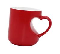 MCMUZKZS Taza de Café Taza Cerámica Taza con Asa Taza Divertida Cambio de Color Taza Reutilizable para Desayuno Té Leche Apta para Mujeres Hombres Regalo, Rojo