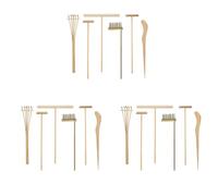 Mcnhbdgg 3X Mini Juego de Herramientas Bambú Rastrillo de Jardín Japonés, Caja de Madera, Juego de Terapia Juego en La, Kit de Juguete para La Meditación de Paz Espiritual