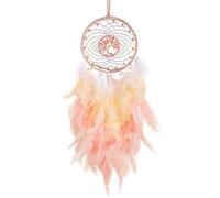 Mcnhbdgg Adorno de AtrapasueñOs Colgante DecoracióN Luces LED Hechas una Mano Plumas Rosadas Cristales Curativos AtrapasueñOs para la DecoracióN de la Pared del Hogar