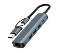 Mcnhbdgg Concentrador USB C Adaptador Multipuerto USB-C Tipo C 3.1 USB 3.0 Transferencia de Datos Gigabit Ethernet RJ45 1000Mbps Divisor