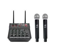 Mcnhbdgg Consola Mezcladora de DJ de 4 Canales con Micrófono Dual Inalámbrico y Control de Audio Bidireccional Bluetooth para Escenarios de Karaoke en Casa.