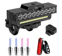 Mcnhbdgg Juego de Luces Delanteras, Traseras y de Gas para Bicicleta, 9 LED, Recargables, con Bocina, Linterna y Accesorios para Bicicleta.